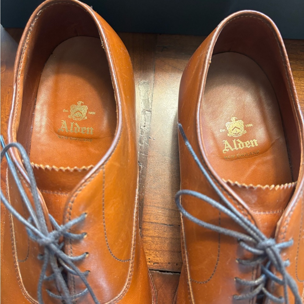 Alden Brown Leather Cap-Toe Derby Oxfords - Picture 3 of 13